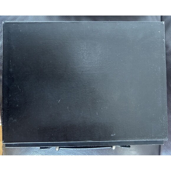 Fossil 10 Piece Watch Box Black w/ Storage Pull Out Drawer Jewelry Leather Trim - Picture 10 of 10